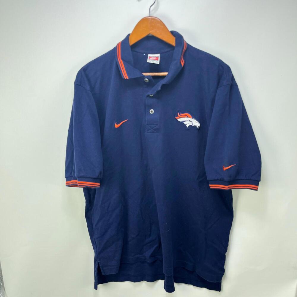 Vintage Nike NFL Denver Broncos Blue Polo Shirt Short